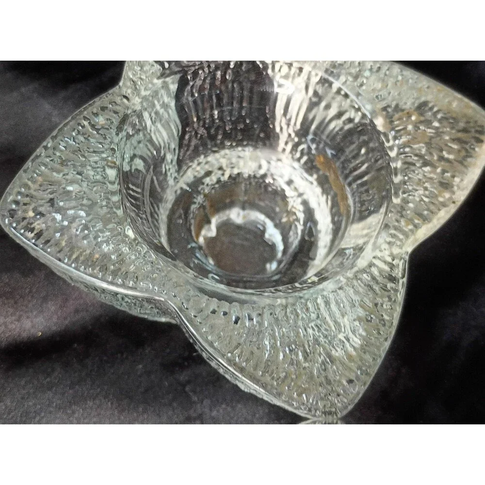 Set of 2 Indiana Glass Crystal Ice Flower Candle Holders